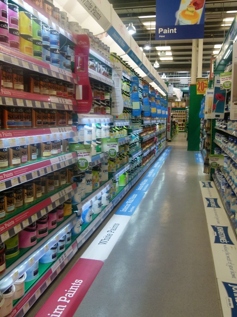 Lighting in a Woodies DIY store aisle